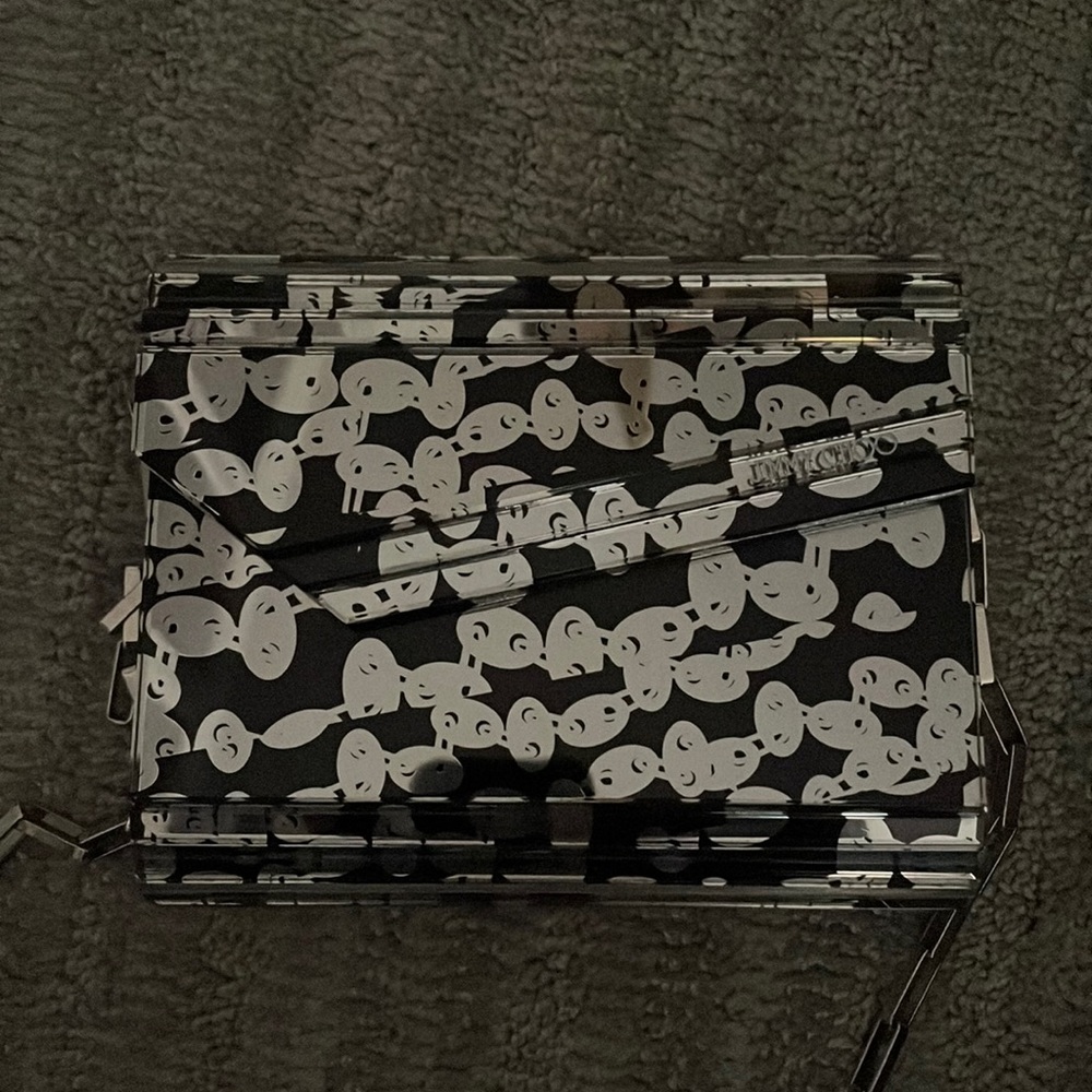 Jimmy Choo Candy Mirror Acrylic Clutch Shoulder Mini Bag, made in Italy